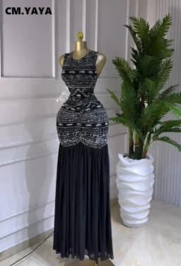 CM.YAYA Women Printed Ruched Stacked Sleeveless Long Maxi Dress 2026 Summer Evening Party Beach Vacation Sexy Dresses Vestido