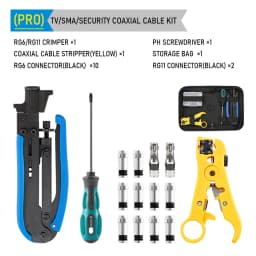 RG6 RG59 RG7 RG11 Wire Stripper Crimper Tool Kit Coaxial Cable Crimping Pliers Set With F BNC Compression Connectors