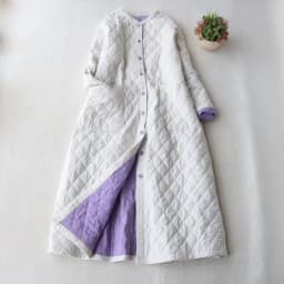 High-End Lightweight Diamond Stitched Cotton Jacket Long round Neck Versatile Warm Women's plus Size Cotton Coat Pure Color