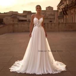 Modern Exquisite Appliques A-Line Wedding Dress Romantic Sweetheart Spaghetti Straps Vintage Bridal Gown two-piece Vestidos De