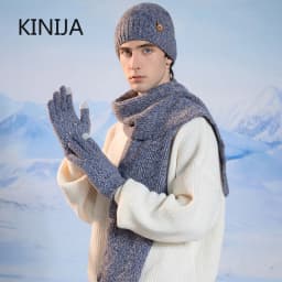 3pcWinter Knitted Hat Scarf Gloves Set for Women Men Cold Proof Ear Protection Scarf Warm Skullies Beanie Outdoor Cycling Skiing