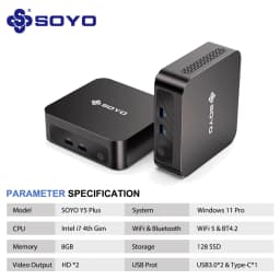 SOYO Y5/Air/Plus Mini PC Intel 4th Gen i3/i5/i7 8GB RAM 128GB SSD 2 x HDMI 4 x USB 3.0 Type-C WiFi5 BT4.2 Windows 10/11 Pro