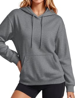 TACVASEN Women Fleece Lined Pullover Hoodie Solid Color Warm Hooded Sweatshirt with Kangaroo Pocket Adjustable Drawstring Casual