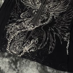 Black Mens Gothic Dark Style Sweatshirt Loose Unique Wing Print Design on Front Chest Trendy Casual Streetwear Edgy Personality