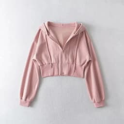 Women Cropped Hoodie Two Way Zipper Jacket Drawstring Hem Sweatshirt Slim Fit Long Sleeve Grey Athletic Yoga Gym Running Top