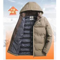 Men's Winter casual Coat Warm Jacket Thick Coat Hat Detachable Long Jacket Business Jacket Mens Winter Hooded Warm Parkas