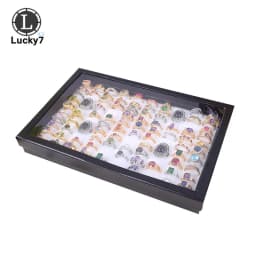 100-position Ring Tray Velvet Sponge Ring Display Box Cardboard Jewelry Storage Box Dust-proof Cover Tray