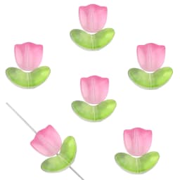 25Sets Jelly Powder Gradient Glass Tulip Petal Beaded Material DIY Handmade Bracelets, Earrings, Accessories, Hairpins