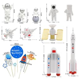 Space Birthday Supplies Astronaut Cake Topper Spaceman Mini Ornaments For Kids Boy Universe Outer Space Theme Party Decorations