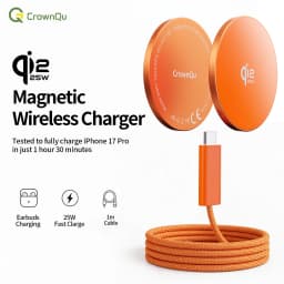 Qi2.2 25W Magnetic Wireless Charger with 47.2" Cable Fast Charging Foldable Stand For iPhone 17 16 15 Pro Max Huawei Xiaomi ipad