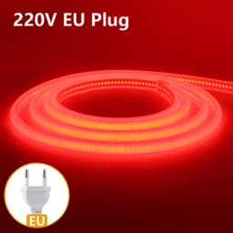 220V 240V COB Neon LED Strip Light 1M 5M 10M 288LEDs/m EU Power Plug Warm White Red Blue Bright Flex lamp Waterproof Lighting