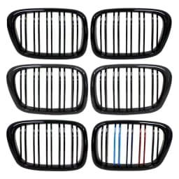 For BMW E39 5 Series 525 528 530 Gloss Black Grille Car Front Hood Grill Kidney Grilles Racing Grill 99-03 Accessories Dual Line
