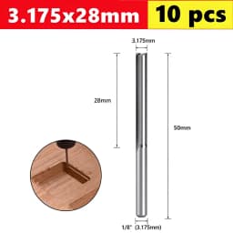 10pcs Carbide End Mill  3.175mm （1/8）Shank 2 Flute Straight Slot Milling Cutter MDF Plastic Wood Cutter CNC Machine Router Bit