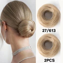Synthetic rubber band elastic hair ring multi-color heat-resistant bun hair extension wig that surrounds a woman's ponytail