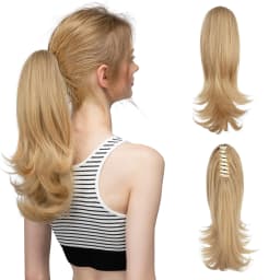Synthetic Claw Clip In Ponytail Hair Extensions 14 Inch Wavy Hairpiece Fake Blonde Black Hair False Pigtail With Elastic Band
