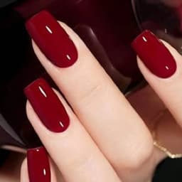 24pcs French-Pressed Dark Red Square Medium-Length False Nails Reusable Acrylic Nails Full Coverage Acrylic False Nails