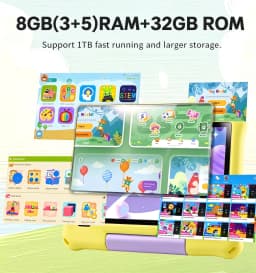 Paitanry 10 inch Kids Android 16 Tablet 8GB (3+5GB) RAM 32GB ROM 5000Mah Octa-core Wifi Children's Learning Educational Tablet