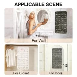 Large Earrings Organizer 80 Pockets Display Holder Hanging Necklace Ring Bracelet Wall Jewelry Storage Bag Collections Showcase