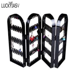 60 to 360 holes Plastic Earrings Studs Display Rack Folding Screen Earring Jewelry Display Stand Holder Storage For Stud