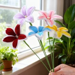 5Pcs Lily DIY Artificial Flower Chenille Stem Fluffy Wire Pipe Cleaners Twist Stick Children Educational Toys Creative Handcraft