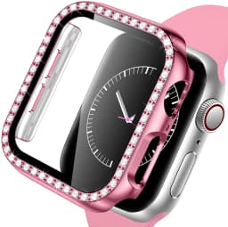 Glass+Case For Apple Watch series 8 7 6 5 4 3 SE Diamond bumper Screen Protector+cover iWatch case 45mm 41mm 44mm 40mm 42mm 38mm
