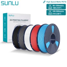 SUNLU High Speed Matte PETG Filament 1.75mm High Toughness Easy Print Fast 3D Printing Material Durable Smooth Finish 1KG Spool