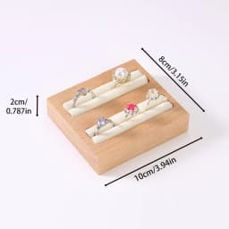 Walnut and Beech Wood Ring Display Tray, Fashionable High-end Accessory Display Stand Holder, Black Beige Ring Storage Rack