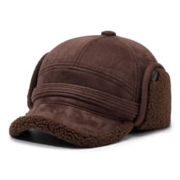 FS Vintage Black Brown Winter Baseball Cap For Men Thick Plush Bomber Hats Outdoor Windproof Women Earflap Hat Bone Masculino