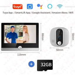 Tuya 1080P WiFi Door Bell Camera Google Alexa Smart Life Video Peephole PIR Motion Detector Digital Door Viewer with Intercom