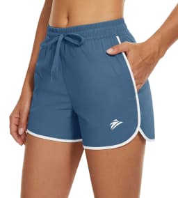 TACVASEN Womens Athletic Running Shorts with 2 Side Pockets Quick Dry Stretchy Workout Gym Shorts Elastic Waistband Activewear
