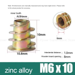 10-100Pcs M4 M5 M6 M8 M10 Zinc Alloy Thread for Wood Insert Nut Flanged Hex Drive Head Furniture Nuts Selection Length 6-30mm