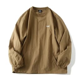 Retro Japanese Style Tech Waterproof Fabric Men's Spring Autumn Loose Color round Neck Long Sleeve Hoodie Casual Fashion
