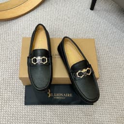 BILLIONAIRE Men Shoes Lychee Patterned Calf Leather High-Quality outdoors European big size 38-46 Metal Old Money Newly rich