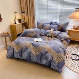 100% Cotton Brushed Quilt Cover Nordic Plaid Thickened Duvet Covers Soft Skin-Friendly Comfortable Single Double Blanket Cover