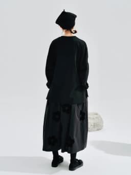Women's Black Long Skirt - Style Pants Floral Embroidery Casual Weekend Outings Elegant & Mysterious Vibe