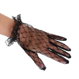 White mesh fingered short bridal gloves, sexy transparent wrist length Wedding gloves, suitable for women's wedding accessories