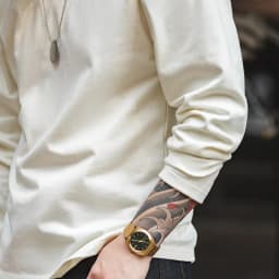 Maden Basic Long Sleeve Cotton T-shirt for Men Beige Round Collar Bottom Shirts Spring and Autumn Inner Sweatshirt Men's T-shirt
