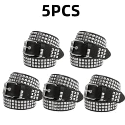 Square Bead Rivet Belt Metal Pyramid Belt Men and Women Punk Hardware Jeans Belt Y2K Belt Designer Belt Womens Belts