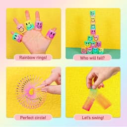 12/24 Rainbow Magic Springs Circle Toys Kids Birthday Party Favors Guests Giveaway Small Gifts Pinata Fillers Flexible Funny Toy