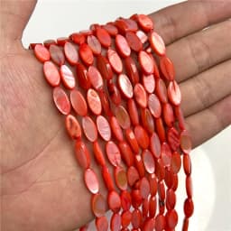 Oval Colorful Shell Beads Rice Shape Natural Mother of Pearl Shell Spacer Beads for Jewelry Making DIY Craft Accessories 15"