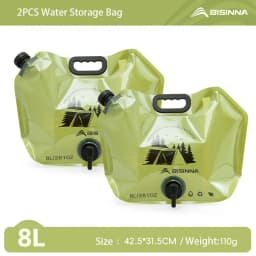 BISINNA Outdoor Mini Folding Water Bag Camping 8L Large Capacity Portable Water Bag Thickened Soft Food Grade Water Storage Bag