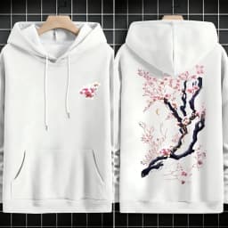 Plum blossoms that can withstand severe cold Print Mans Retro Loose Hoodie Fleece Warm Fashion Hoody Unisex Basics Clothing