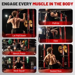 Multi-Function Power Cage with LAT Pulldown & Squat Rack, Heavy-Duty Steel Home Gym Strength Training with Pulley System, Custom