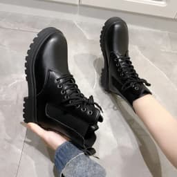 New Winter Mid-top Thick Heel Round Toe Motorcycle Shoes Comfortable and Fashionable Glossy/matte Women's Boots