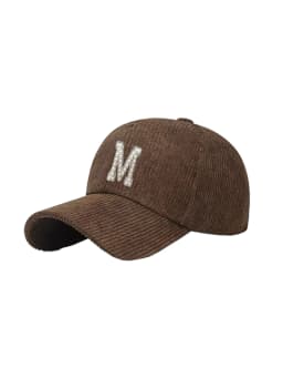 1 PC Letter A-Z Japanese Style Corduroy Baseball Cap - Unisex Fall Winter Hat with Sun UV Protection