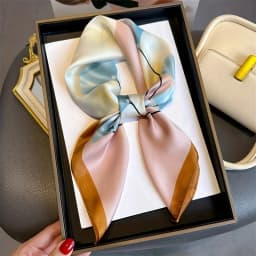Luxury Print Spring Neck Tie Shawl 2026 Silk Square Scarf Women Wraps Female 70cm Hair Hand Wrist Headkercheif Hijab Bandana