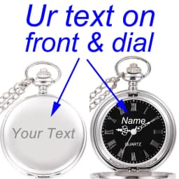 Customize With Your LOGO Name Text Classic Fashion 47MM Fob Chain Smooth Steel Polish Quartz Pocket Watch Mens Pendant Presents