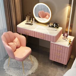 Women Pink Dressing Table Makeup Chair Modern Bedside Cosmetics Dressing Table Bedroom Cabinet Vestidores Postmodern Furniture