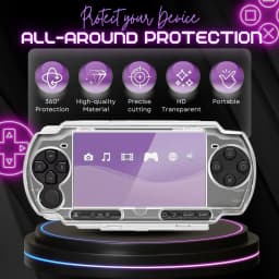 Clear Hard Case for PSP - Full Cover Protector with Clear Display Movie Bracket,Shock/Scratch Resistant for PSP 2000/3000