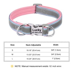 Reflective Personalized Dog Collar Engrave ID Nylon Collars Soft Padded Dogs Collar Adjustable for Small Medium Large Dogs Pug
